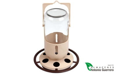 COMEDERO / BEBEDERO CON BOTELLA DE CRISTAL 1 LT