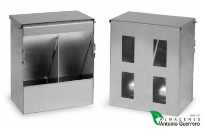 Comedero con tapa y visor para palomos - Almacenes Antonio Guerrero