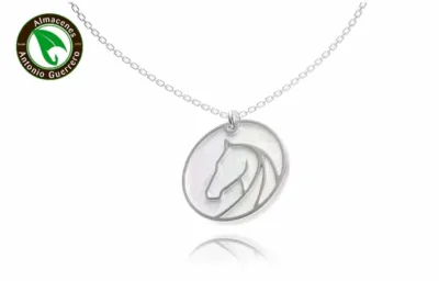 Colgante Silueta Caballo Nácar Plata - Almacenes Antonio Guerrero