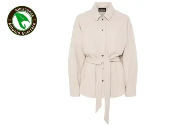 chaqueta cinturon beige - Almacenes Antonio Guerrero